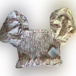 Altar'd State Pink Floral Smocked Blouse